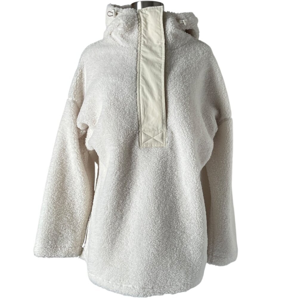 The White Company Borg Oversized Sherpa Hoodie Cream Pullover Funnel Neck Size S - Picture 3 of 8